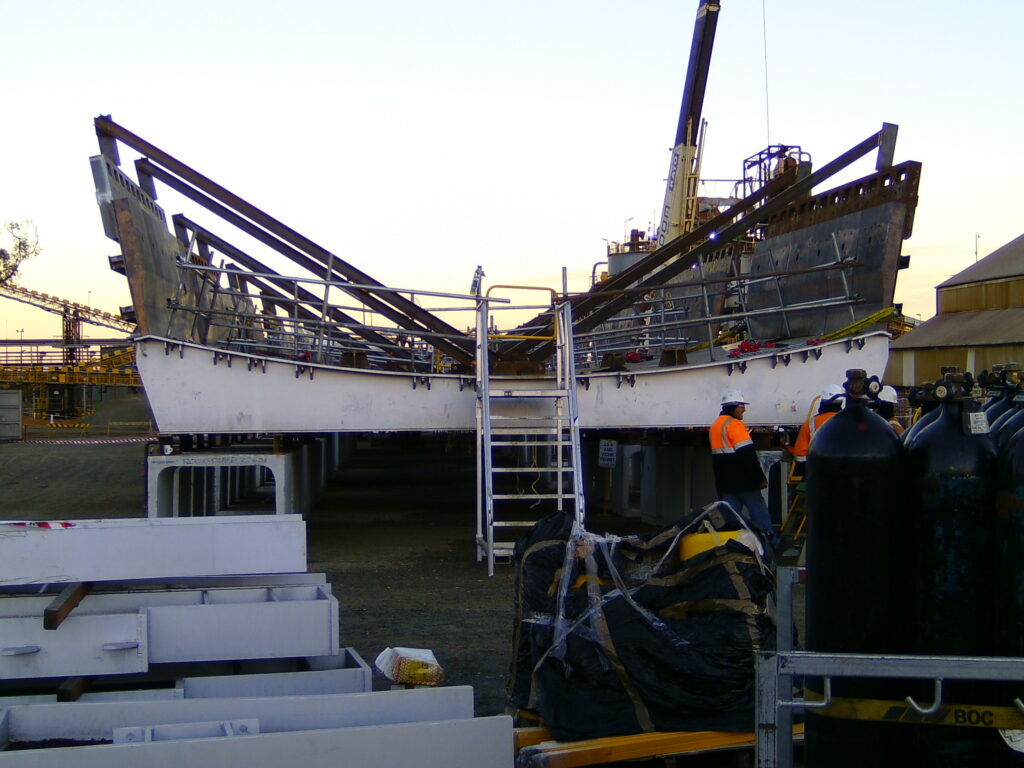 An image of a section of smelter, newly fabricated and ready for installation