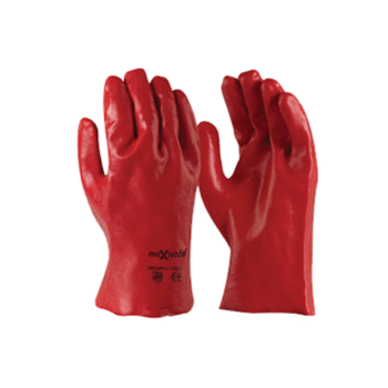 Red PVC Chemical Glove 27cm Gauntlet
