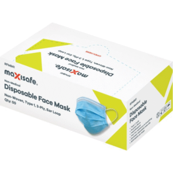 Disposable Face Mask, Type 1 with Earloops (Box of 50)