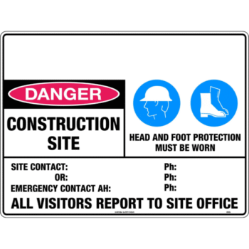 Danger Construction Head and Foot Protection Sign